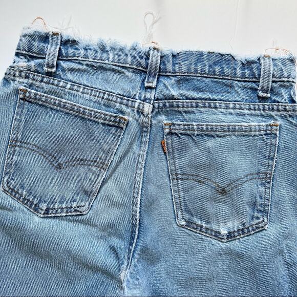 Vintage Levi’s Denim Shorts 28" Distressed‎ High Rise Orange Tab Cut Offs - Picture 6 of 15